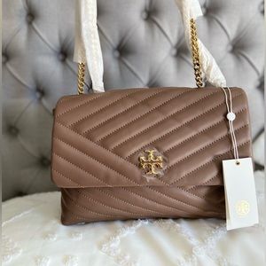 New Tory Burch Taupe Kira Shoulder Crossbody Bag